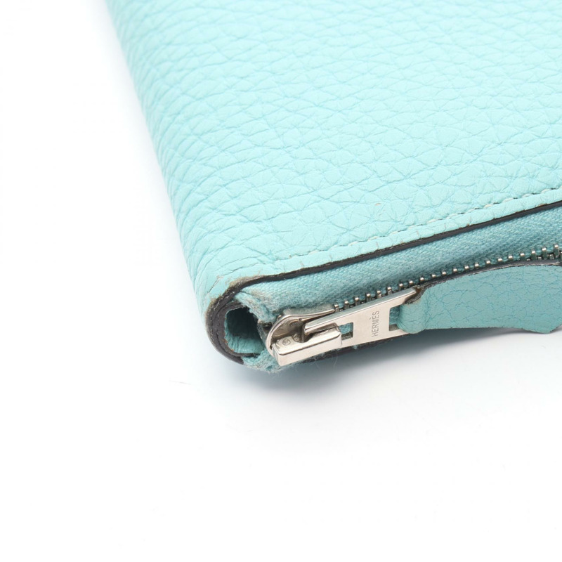 愛馬仕 Azap 長拉鍊錢包，Clemence 皮革，藍色環礁 SHW，二手-6