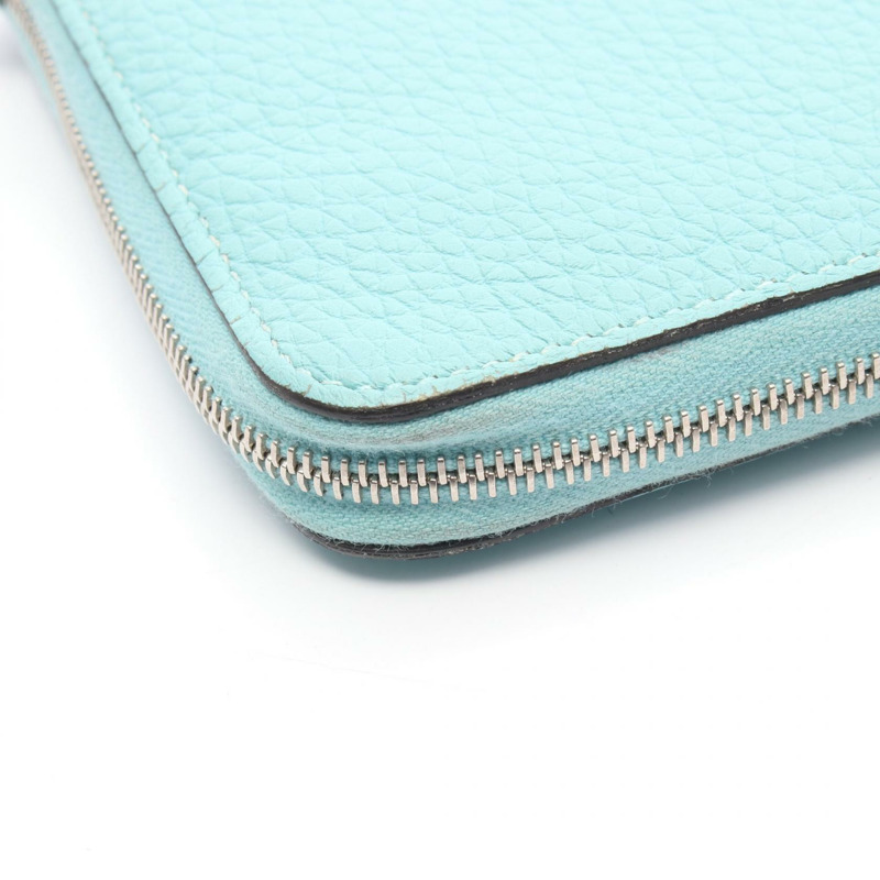 愛馬仕 Azap 長拉鍊錢包，Clemence 皮革，藍色環礁 SHW，二手-7