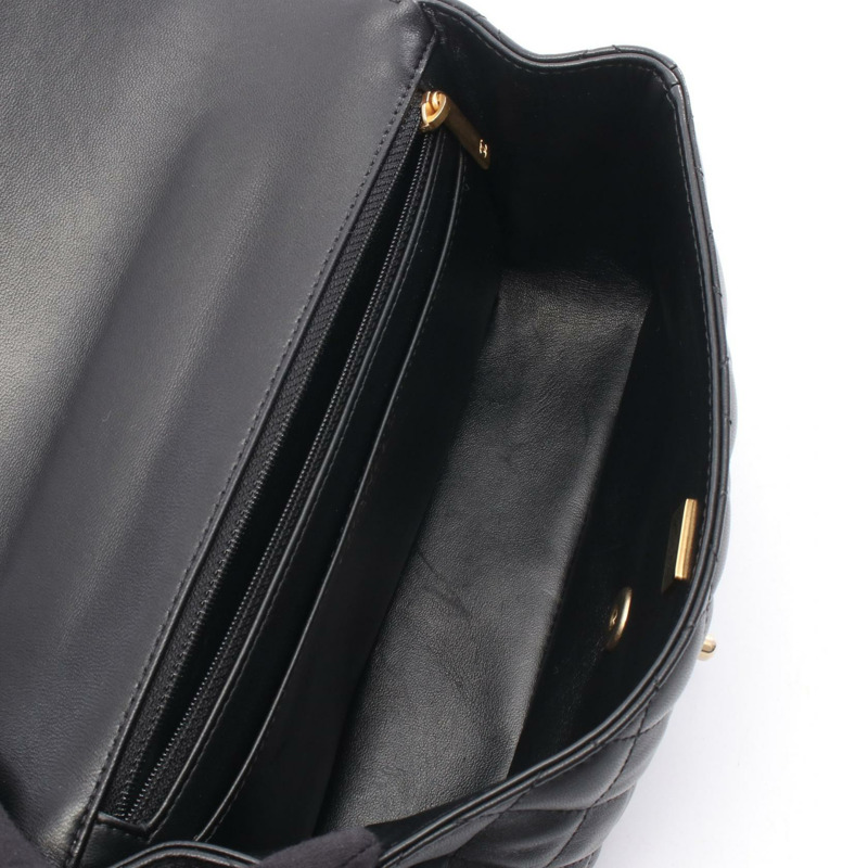 香奈兒 (CHANEL) 絎縫鏈條肩背斜背包，羊皮材質，黑色，金色五金，二手 CC-2