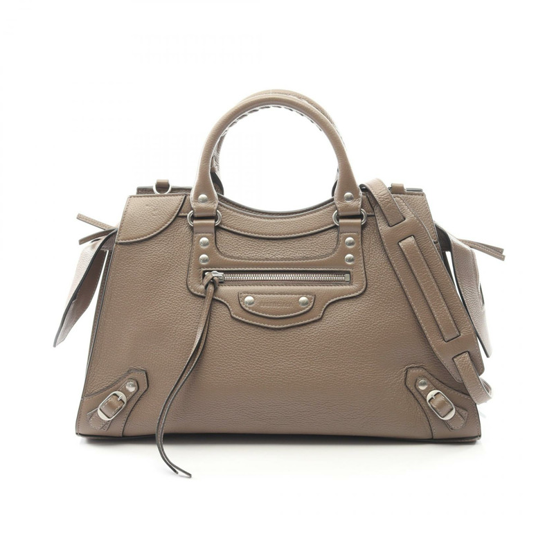 BALENCIAGA Neo Classic 肩挎斜背包，米色皮革，二手，男女通用-0