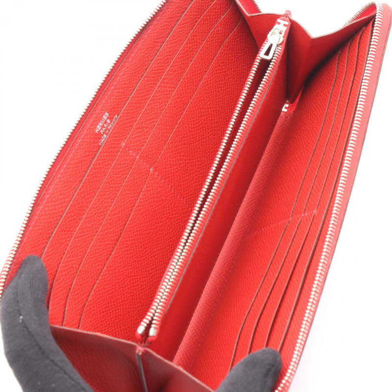 愛馬仕 Azap 長拉鍊皮夾，J Epsom 皮革，Rouge Garance SHW，二手-2