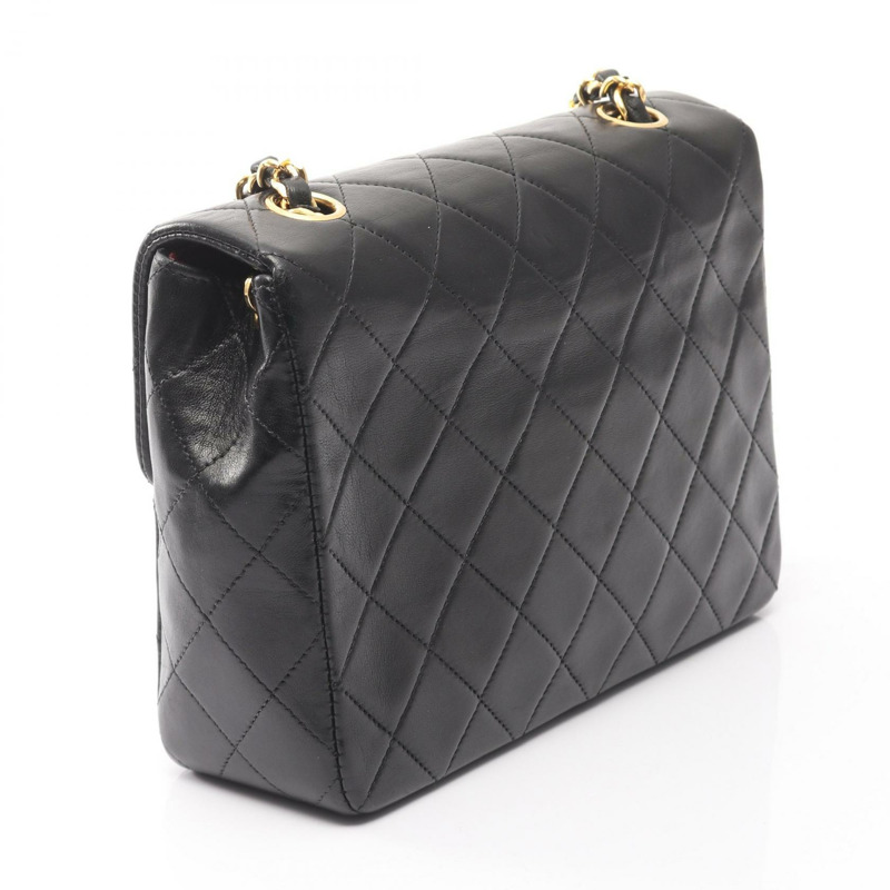 香奈兒 (CHANEL) 迷你絎縫 20 鏈條肩背斜背包，黑色皮革，金色五金，二手 CC-1