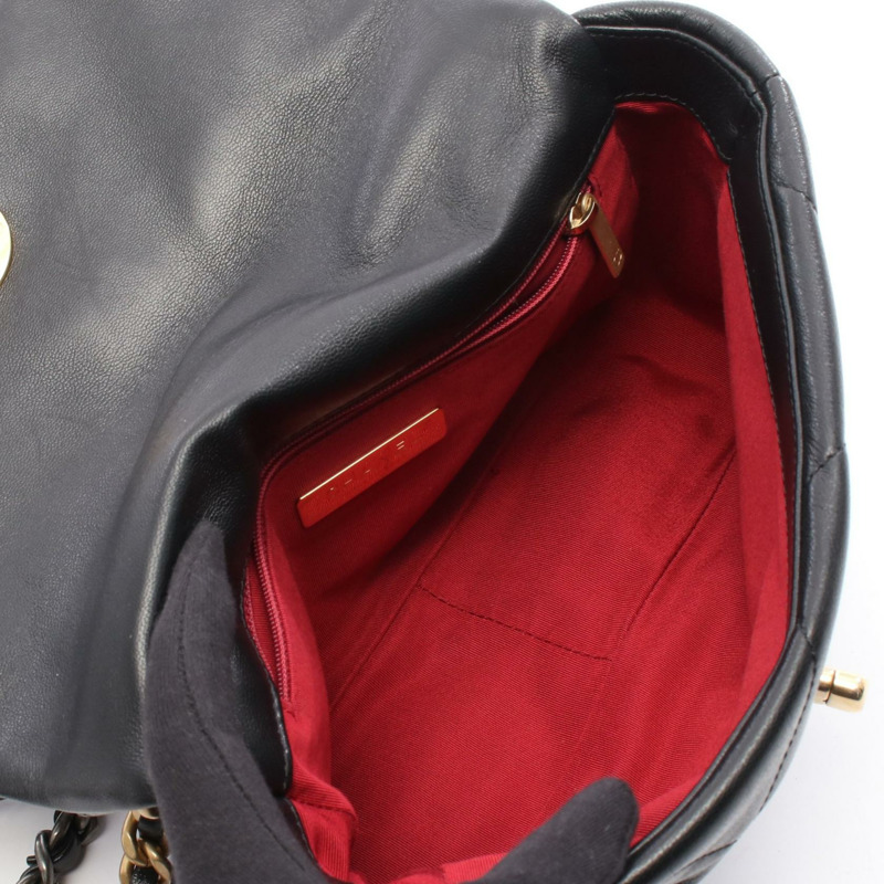 香奈兒 19 dix-neuf Matelasse 鏈條肩背斜背包 黑色皮革 二手 CC-2