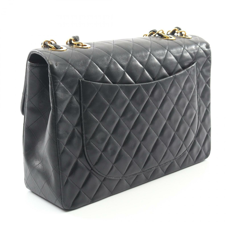 香奈兒 Jumbo Matelasse 34 單翻蓋鏈條單背包 A47600 羊皮黑色-1