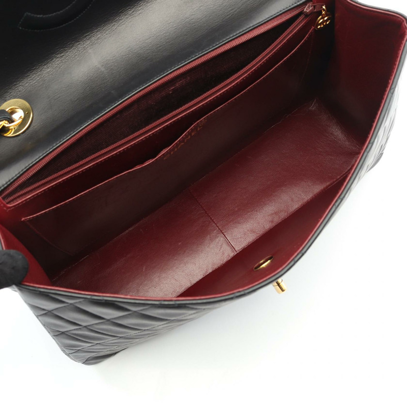 香奈兒 Jumbo Matelasse 34 單翻蓋鏈條單背包 A47600 羊皮黑色-2