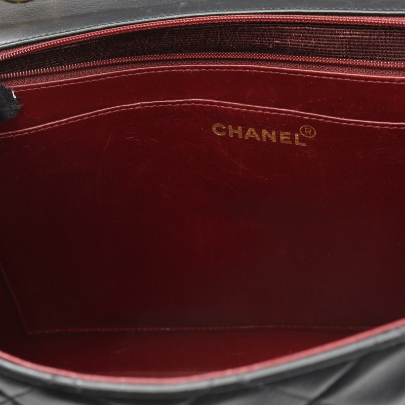 香奈兒 Jumbo Matelasse 34 單翻蓋鏈條單背包 A47600 羊皮黑色-6