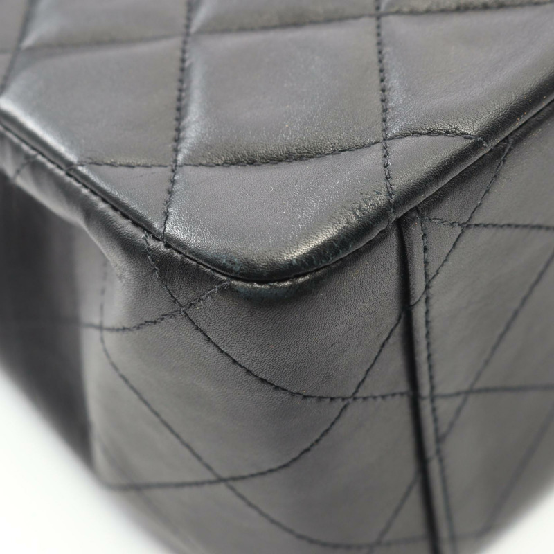 香奈兒 Jumbo Matelasse 34 單翻蓋鏈條單背包 A47600 羊皮黑色-7