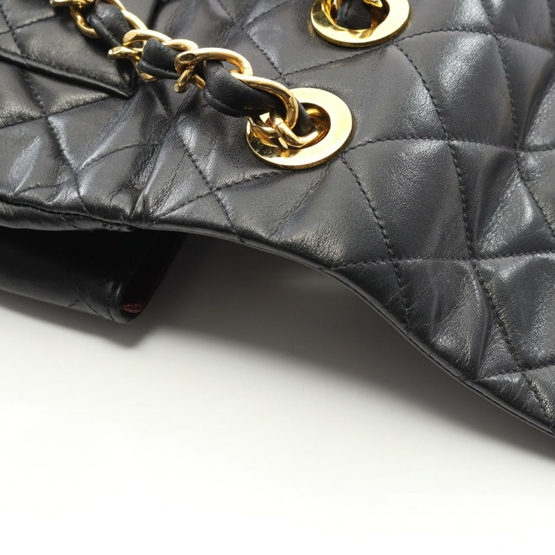 香奈兒 Jumbo Matelasse 34 單翻蓋鏈條單背包 A47600 羊皮黑色-9