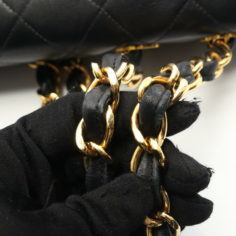 香奈兒 Jumbo Matelasse 34 單翻蓋鏈條單背包 A47600 羊皮黑色-10