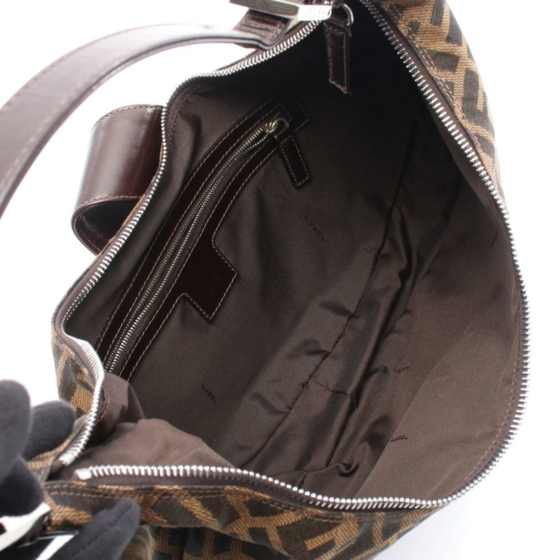 FENDI Zucca 單肩包，帆布皮革，棕色，二手女款-2