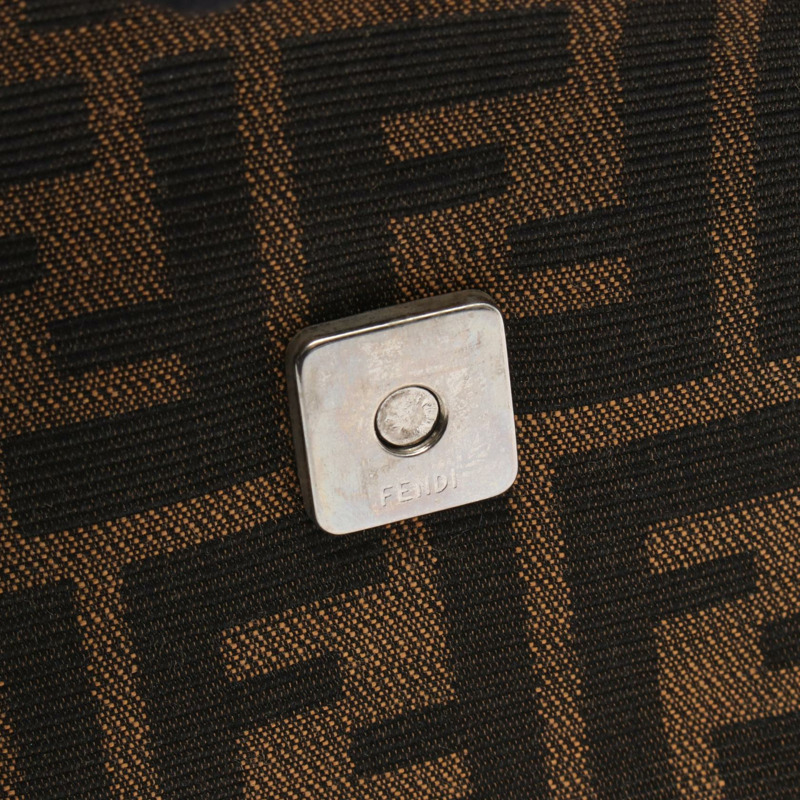 FENDI Zucca 單肩包，帆布皮革，棕色，二手女款-4