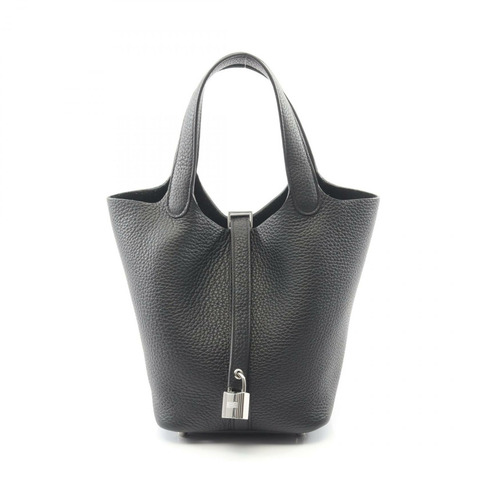 愛馬仕 Picotin Lock PM 手提包 B 056289CK Clemence 皮革黑色 SHW 二手