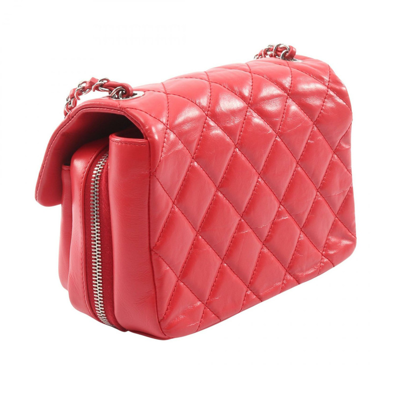 香奈兒 (CHANEL) 絎縫小號翻蓋鏈條肩背斜背包 AS1315 紅色皮革 SHW-1