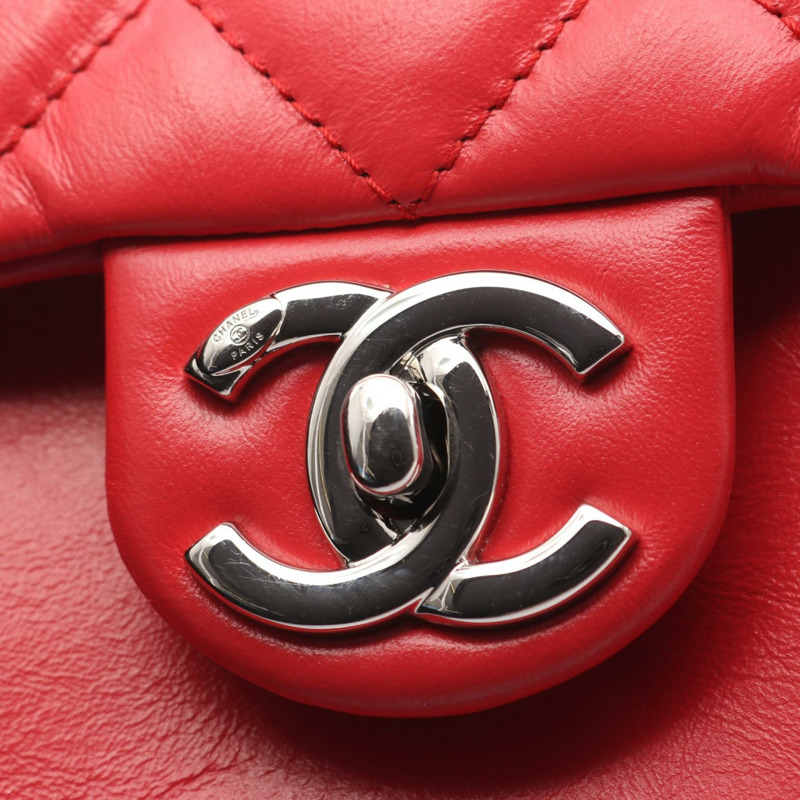 香奈兒 (CHANEL) 絎縫小號翻蓋鏈條肩背斜背包 AS1315 紅色皮革 SHW-6