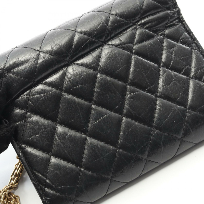 香奈兒 2.55 Matelasse 迷你鏈條斜背包 A70793 小牛皮 BK GHW-8
