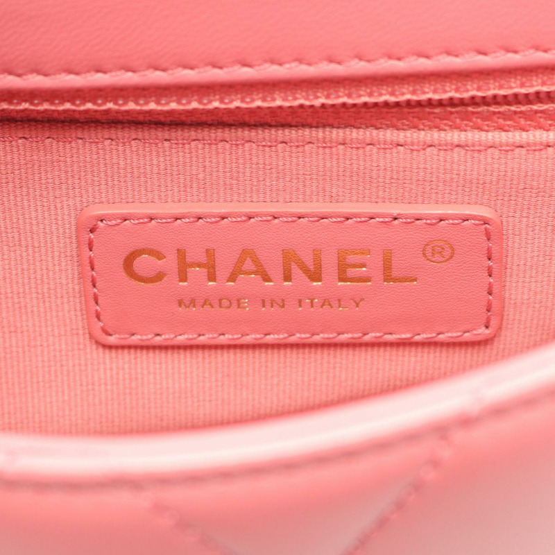 香奈兒 (CHANEL) 絎縫小號鏈條肩背斜背包 AS4263 粉紅羊皮 金色五金-3