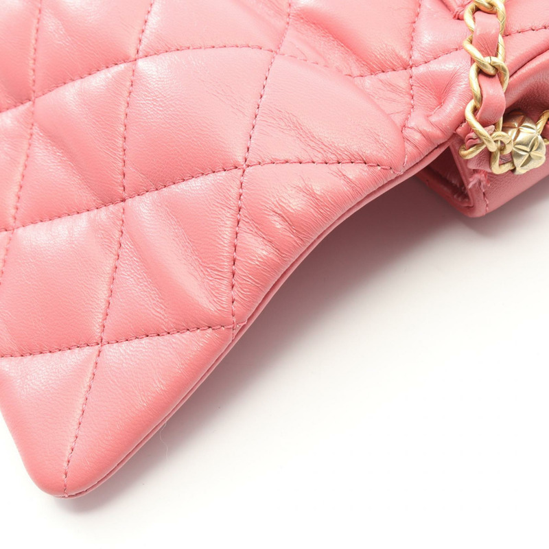 香奈兒 (CHANEL) 絎縫小號鏈條肩背斜背包 AS4263 粉紅羊皮 金色五金-6