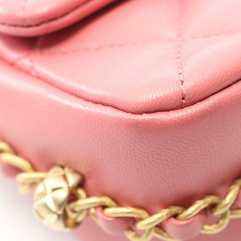 香奈兒 (CHANEL) 絎縫小號鏈條肩背斜背包 AS4263 粉紅羊皮 金色五金-7