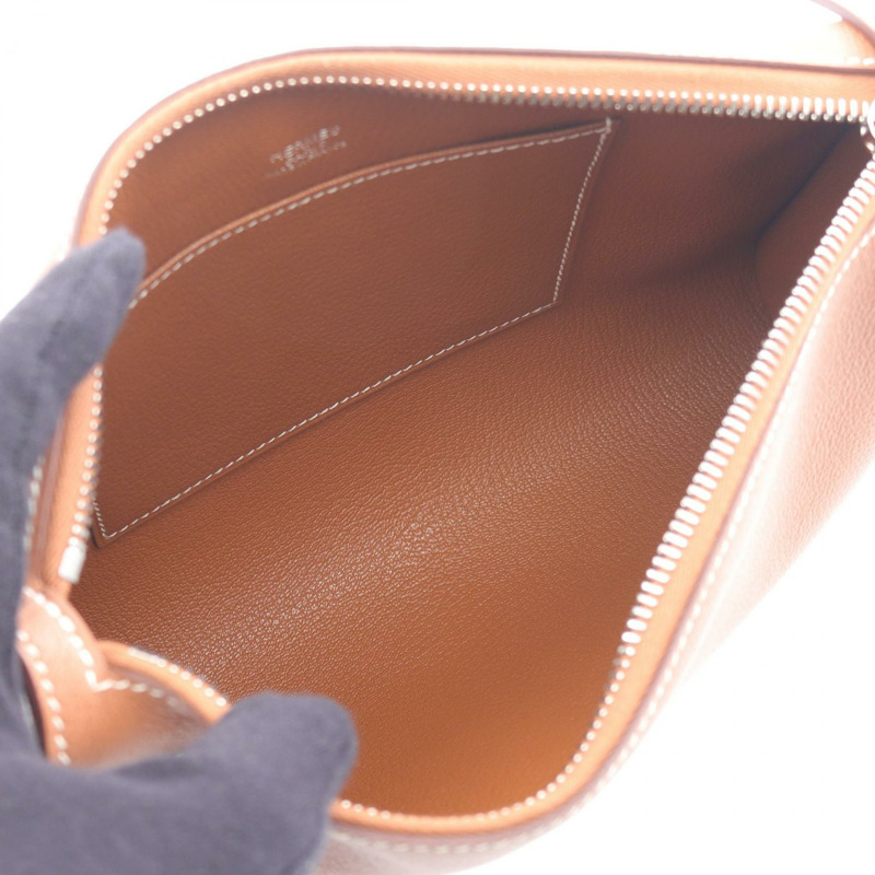 愛馬仕 Bolittle Business 手拿包，Evercolor 皮革，棕色金色，二手，銀色五金配件。-2