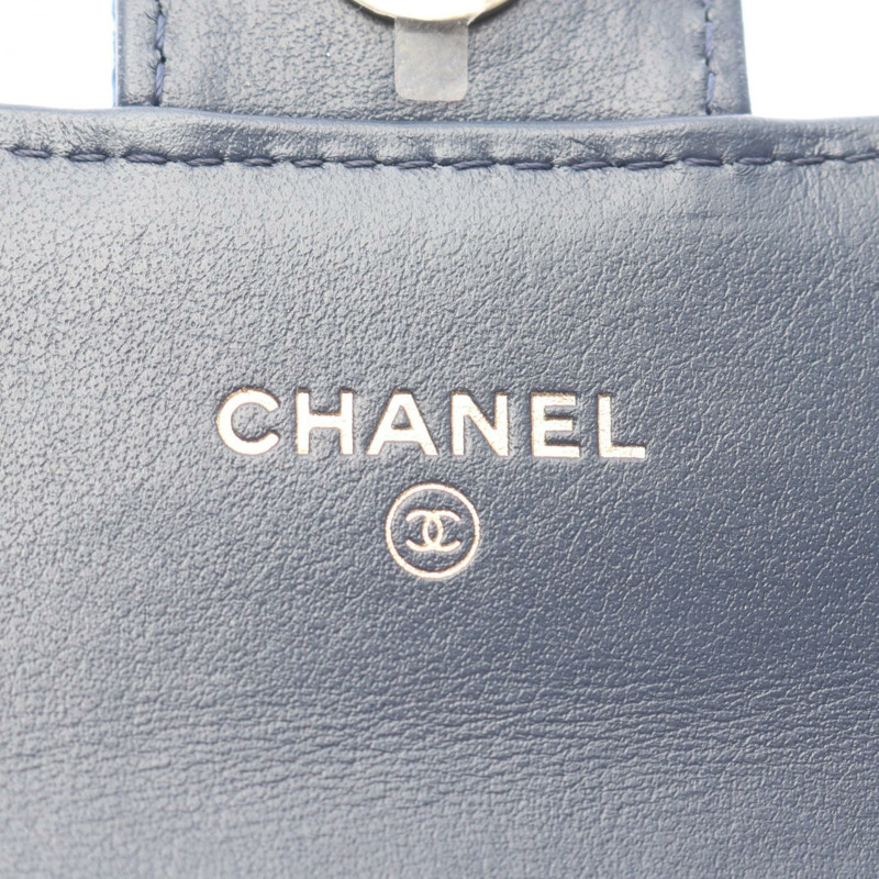 香奈兒 (CHANEL) Matelasse 迷你鏈條肩背包，牛仔皮革，海軍藍，金色五金，二手女款-3