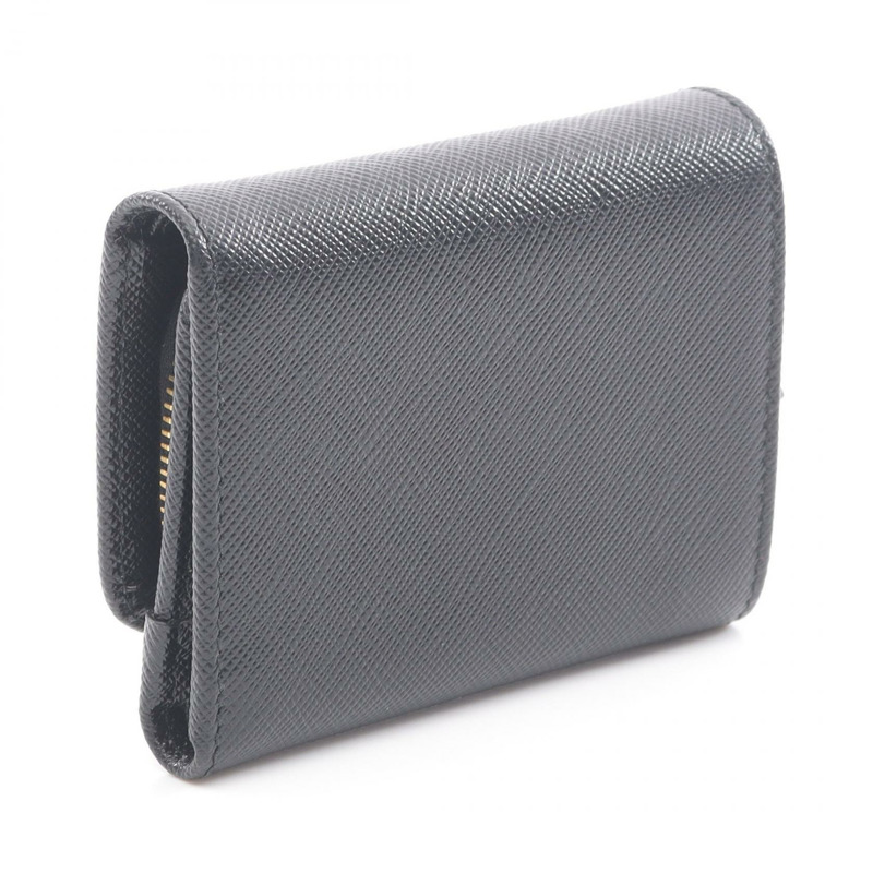 PRADA Saffiano 三角形三折皮夾 1MH044 黑色皮革 二手-1