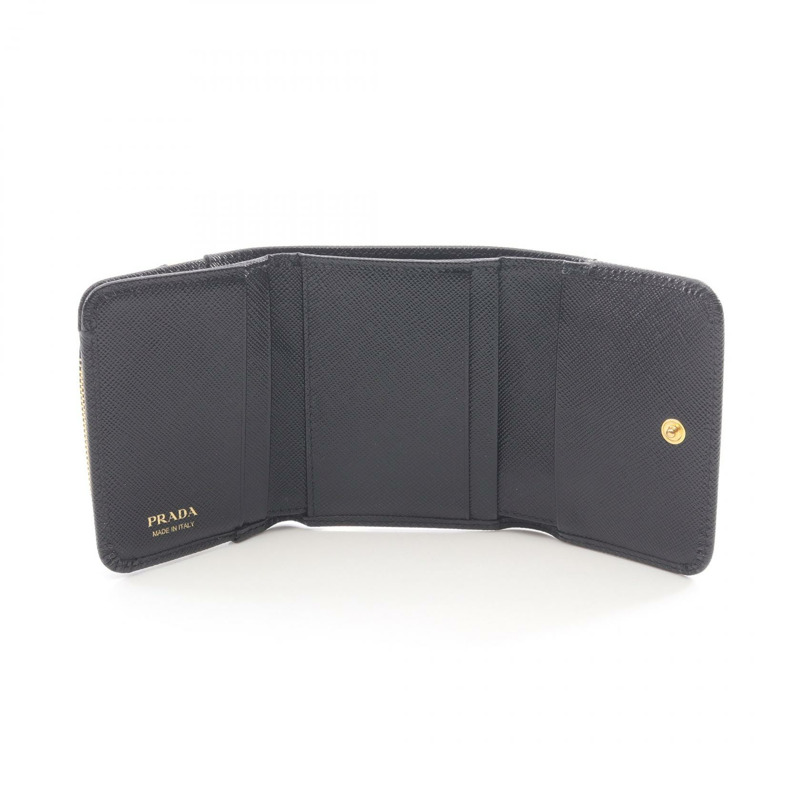 PRADA Saffiano 三角形三折皮夾 1MH044 黑色皮革 二手-2