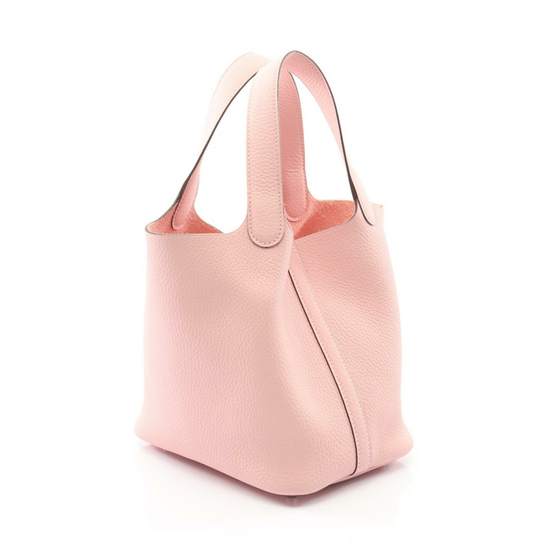 HERMES Picotin Lock 小號托特包 手提包 W Taurillon Clemence 玫瑰櫻 二手 SHW-1