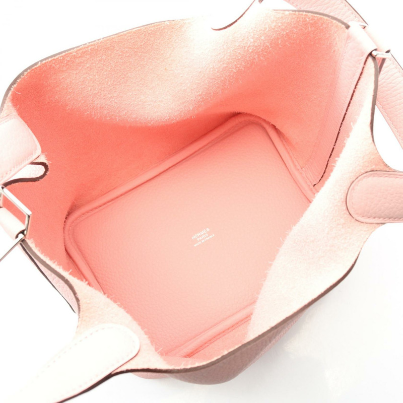 HERMES Picotin Lock 小號托特包 手提包 W Taurillon Clemence 玫瑰櫻 二手 SHW-2