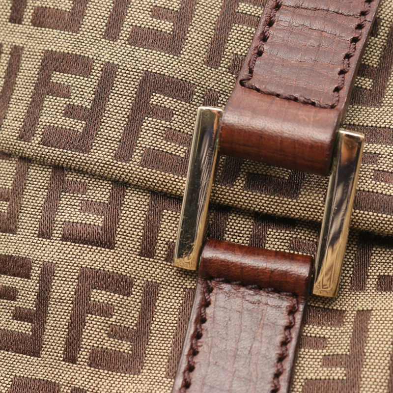 FENDI Zucchino 單肩手提包 8BN188 帆布皮革 米棕色 二手 女士-6