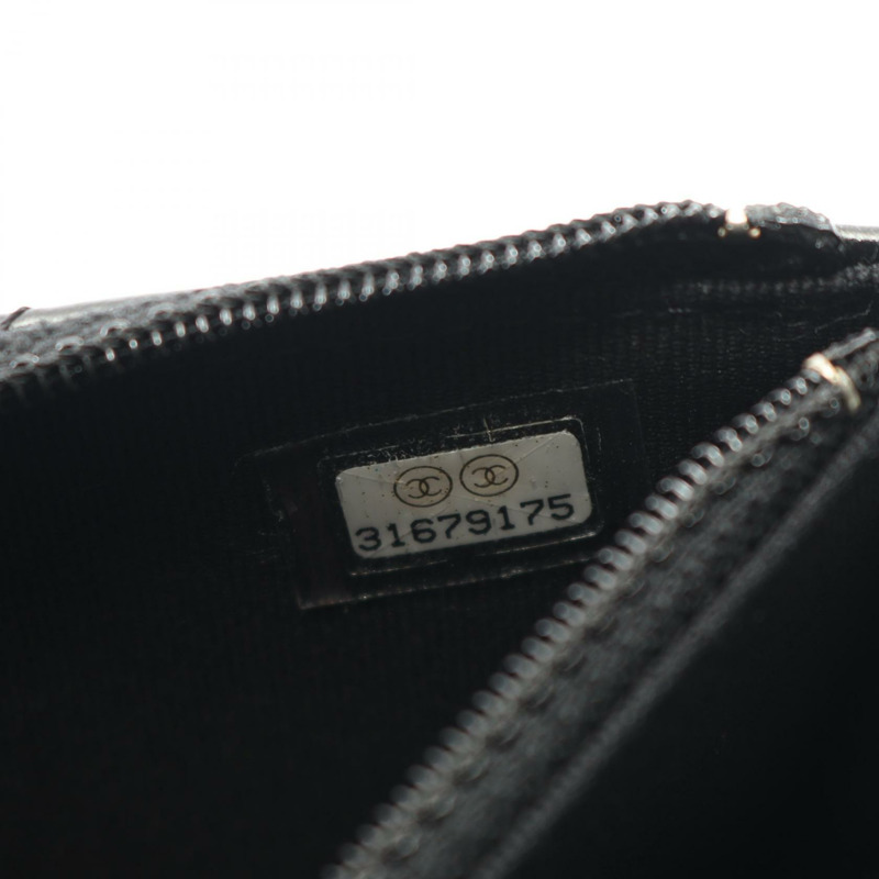 香奈兒 (CHANEL) 絎縫珍珠鏈肩背包迷你皮夾 AP1838 皮革黑色金色五金-4