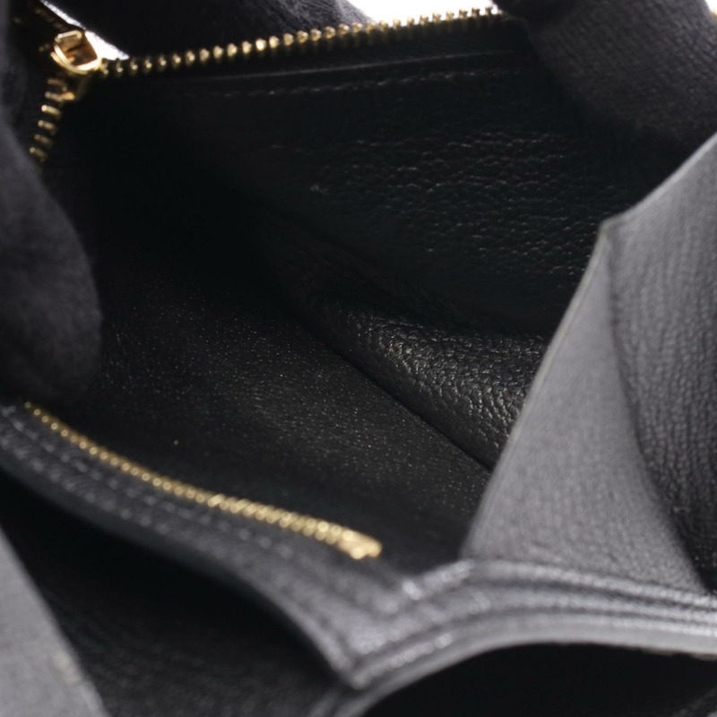 愛馬仕 Bearn Compact 雙折皮夾，C 山羊皮，黑色，金色五金，二手，女士款-3