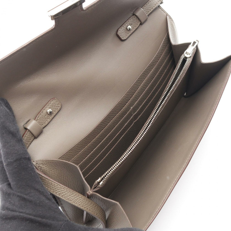 愛馬仕 Constance 長版斜背包 Y Epsom 皮革灰色 SHW 二手-2