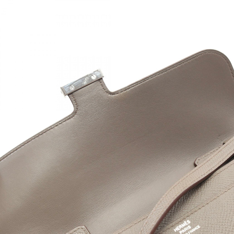 愛馬仕 Constance 長版斜背包 Y Epsom 皮革灰色 SHW 二手-8