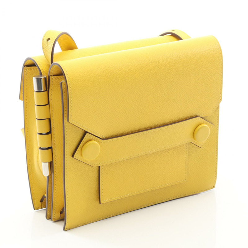 愛馬仕 Twins 肩挎包 D 077809CK Evercolor 皮革 黃色 SHW 二手-1