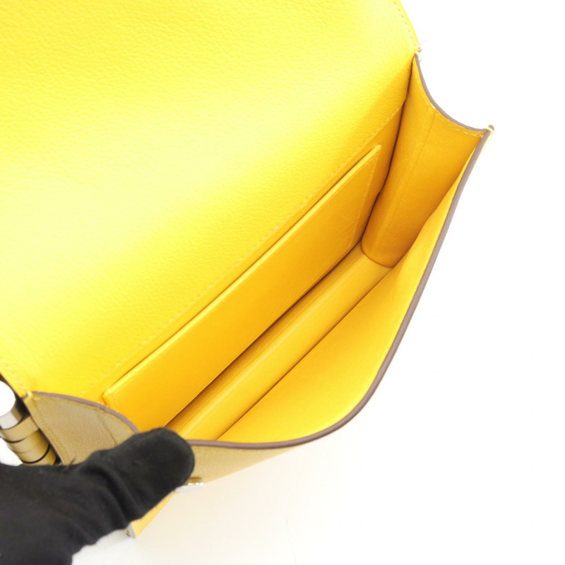 愛馬仕 Twins 肩挎包 D 077809CK Evercolor 皮革 黃色 SHW 二手-2