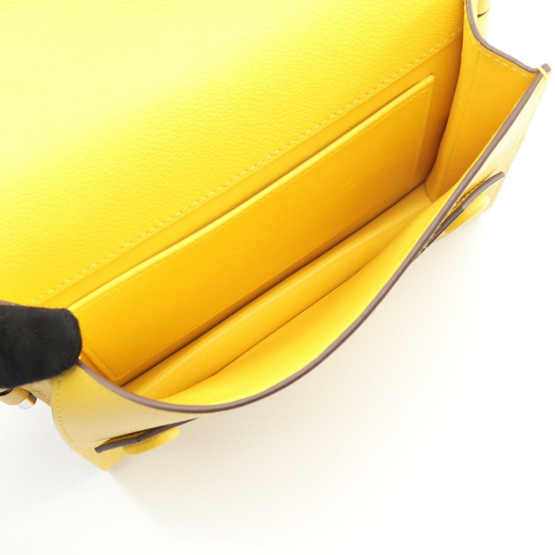 愛馬仕 Twins 肩挎包 D 077809CK Evercolor 皮革 黃色 SHW 二手-3