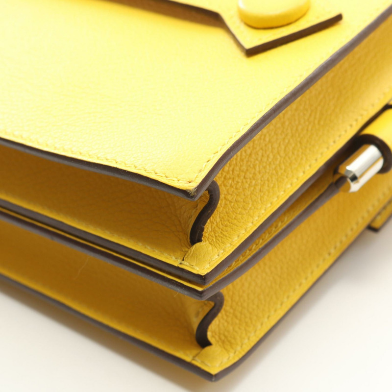 愛馬仕 Twins 肩挎包 D 077809CK Evercolor 皮革 黃色 SHW 二手-7