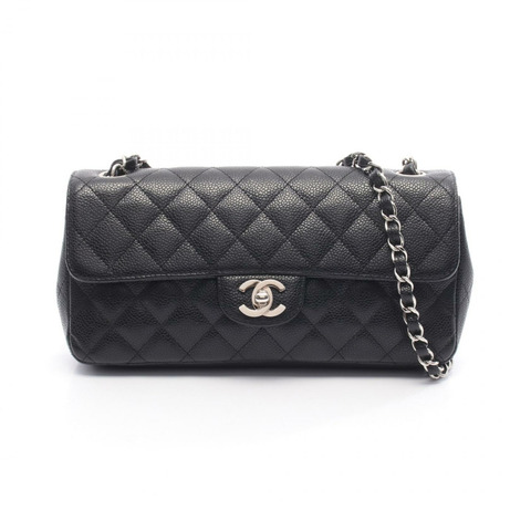 香奈兒 (CHANEL) Matelasse East West Chain Shoulder Handbag 小牛皮黑 SHW 二手 CC