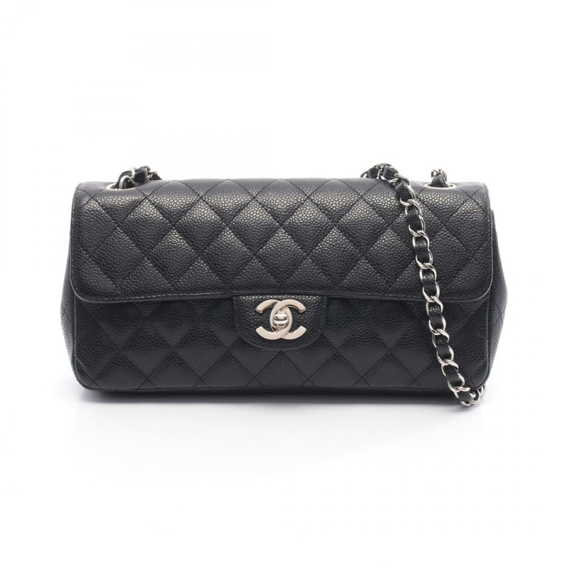 香奈兒 (CHANEL) Matelasse East West Chain Shoulder Handbag 小牛皮黑 SHW 二手 CC-0
