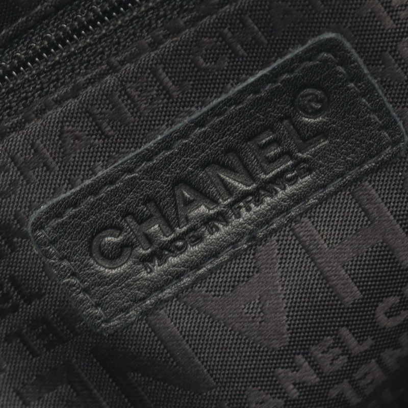 香奈兒巧克力棒手提包，黑色皮革，銀色五金，二手，女士 Coco CC-3