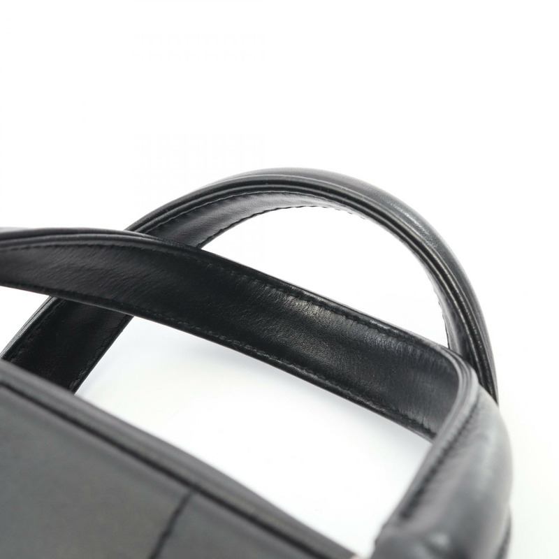 香奈兒巧克力棒手提包，黑色皮革，銀色五金，二手，女士 Coco CC-6