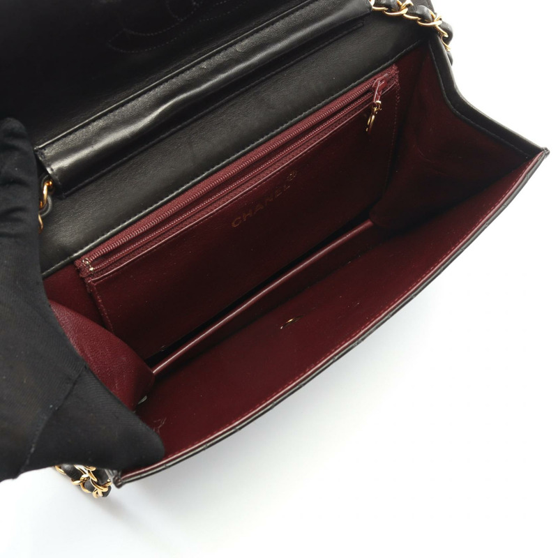 香奈兒 (CHANEL) 絎縫鏈條肩背包，羊皮材質，黑色，金色五金，二手，女士 CC-2