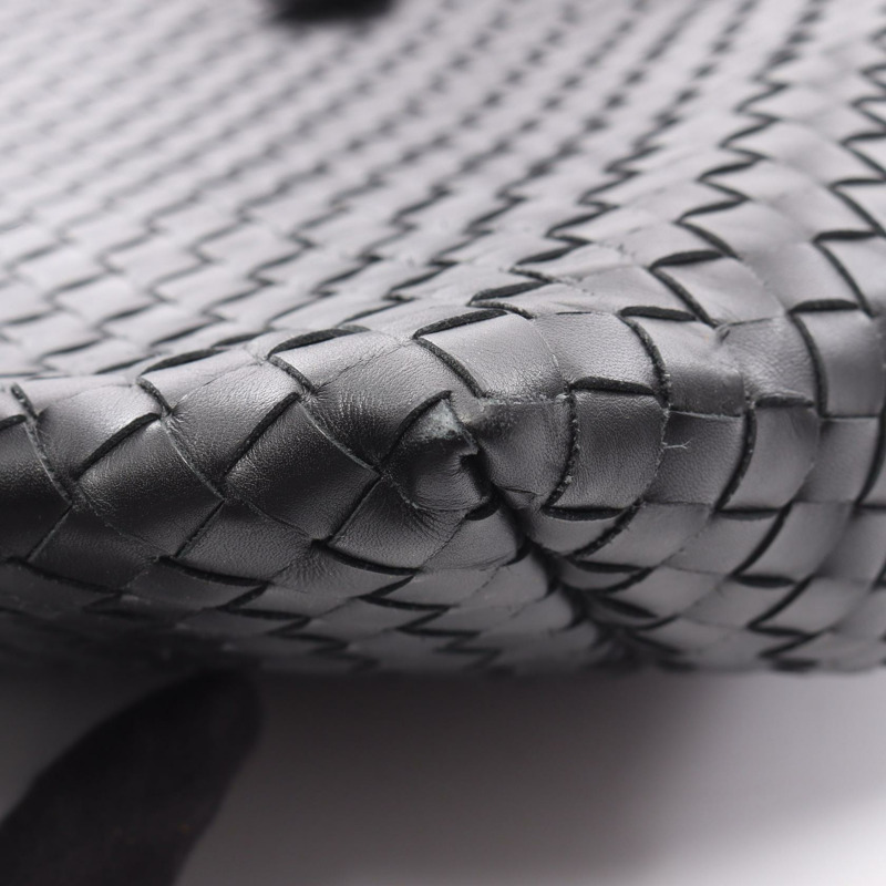 BOTTEGA VENETA Intrecciato 編織手提包 169612 黑色皮革 二手 女士-7