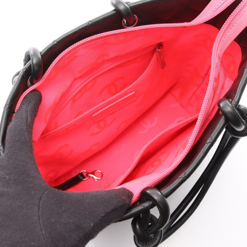 香奈兒 Cambon 系列中型托特包 A25167 黑色漆皮 SHW 二手 CC-2