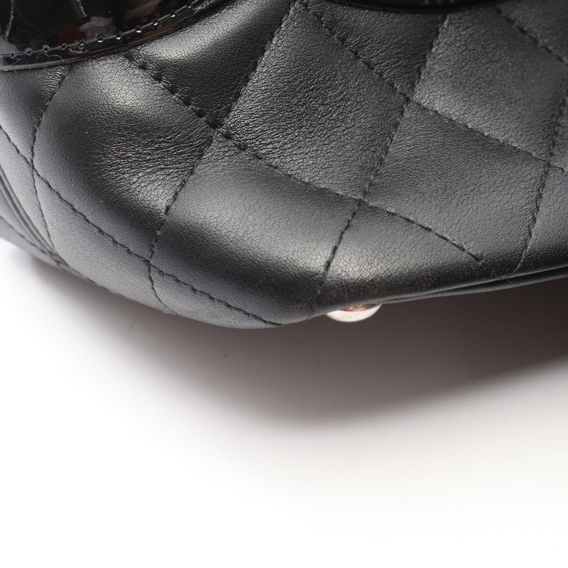 香奈兒 Cambon 系列中型托特包 A25167 黑色漆皮 SHW 二手 CC-13