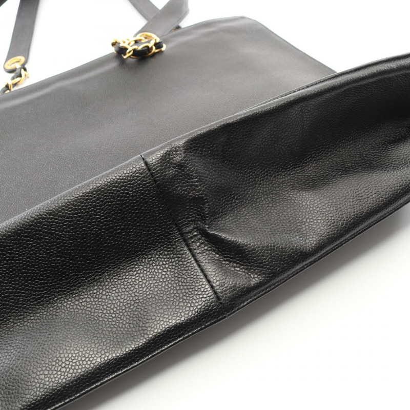 香奈兒 COCO 標誌鏈肩背包，粒面小牛皮，黑色，金色五金，二手-8