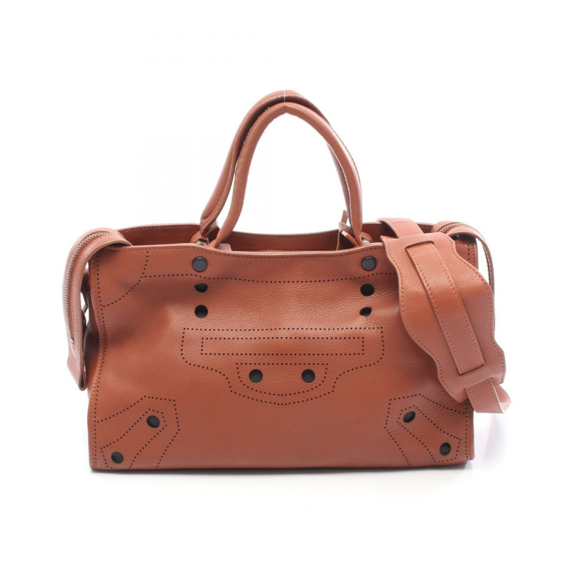 巴黎世家 (BALENCIAGA) 黑色都市 S 肩挎包 棕色皮革 二手 女士-0