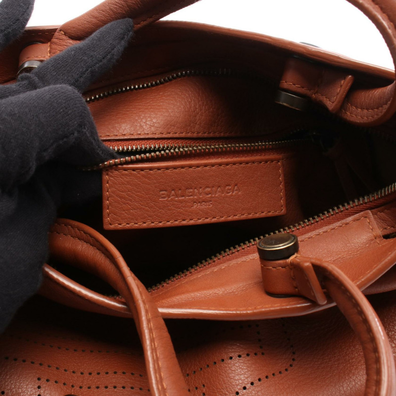 巴黎世家 (BALENCIAGA) 黑色都市 S 肩挎包 棕色皮革 二手 女士-3
