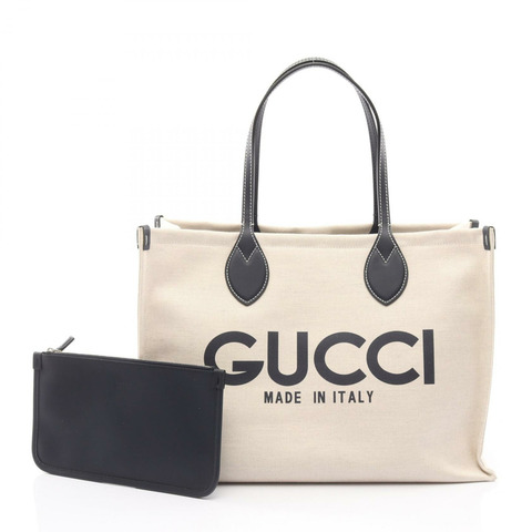 GUCCI 印花托特包 772179 帆布皮革 米色 海軍藍 logo 二手 女士 GG