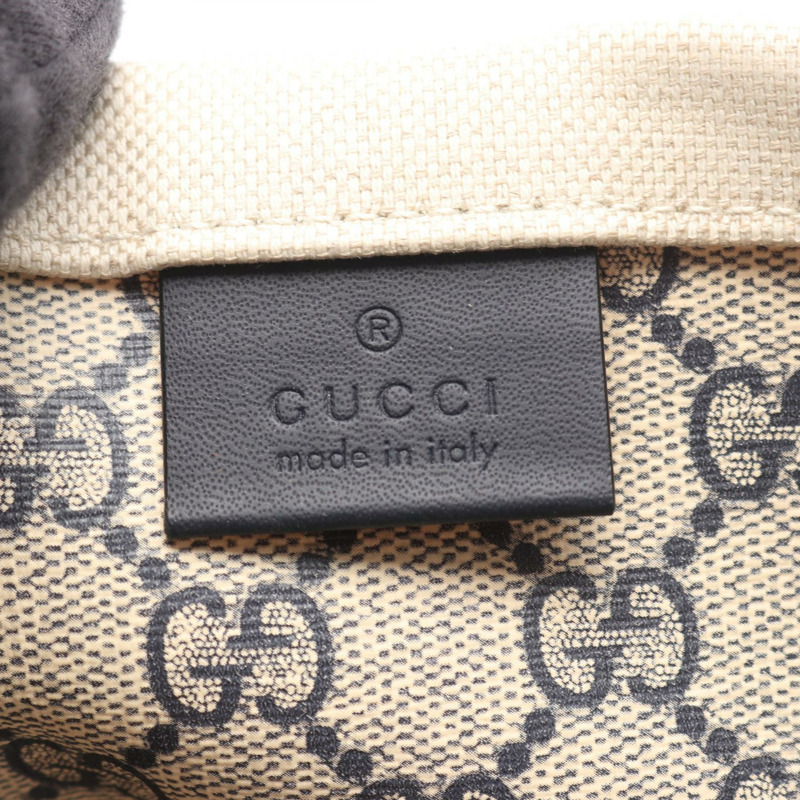 GUCCI 印花托特包 772179 帆布皮革 米色 海軍藍 logo 二手 女士 GG-3